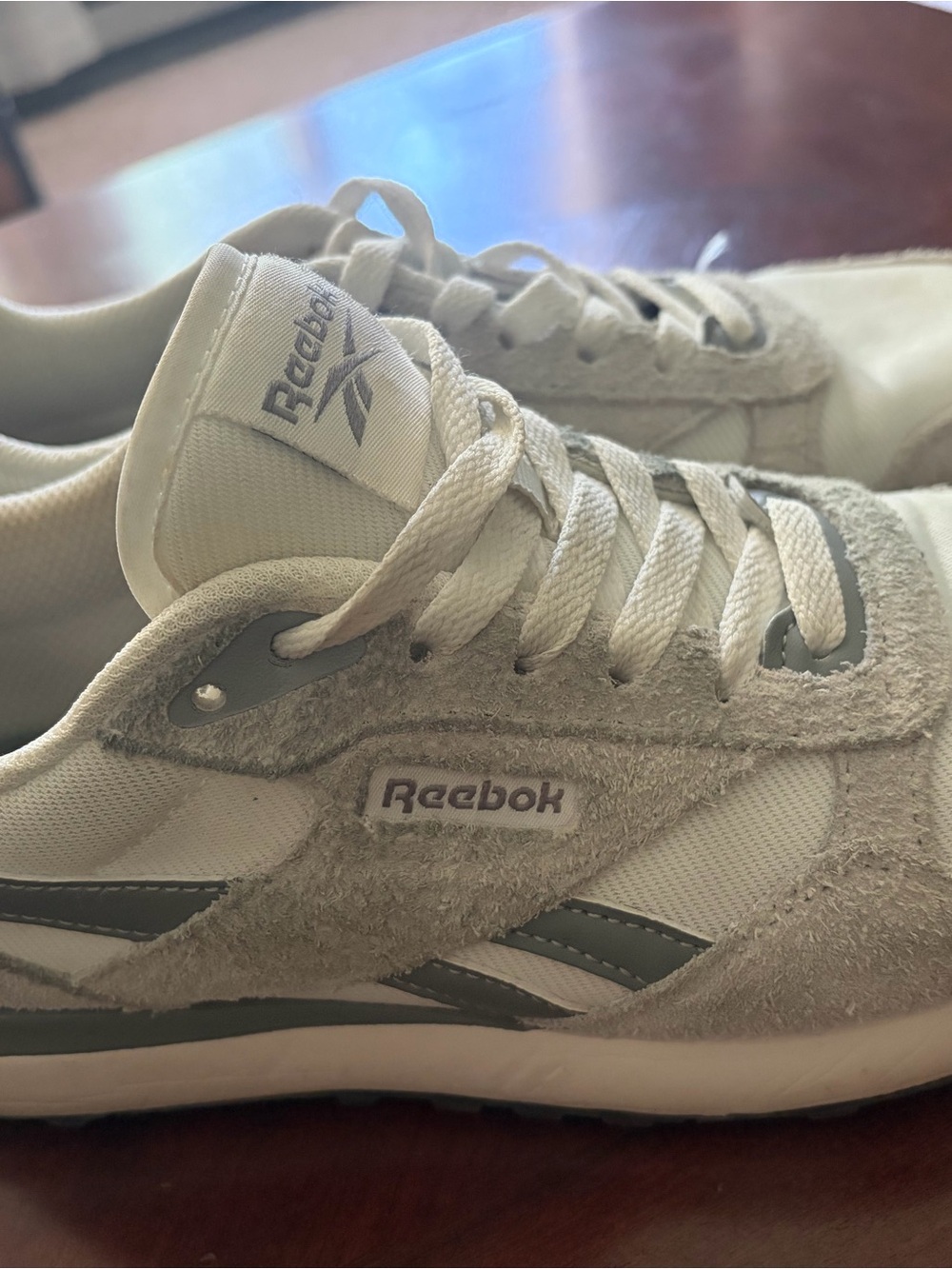 Reebok White and Light Gray Casual Lace-Up Sneakers